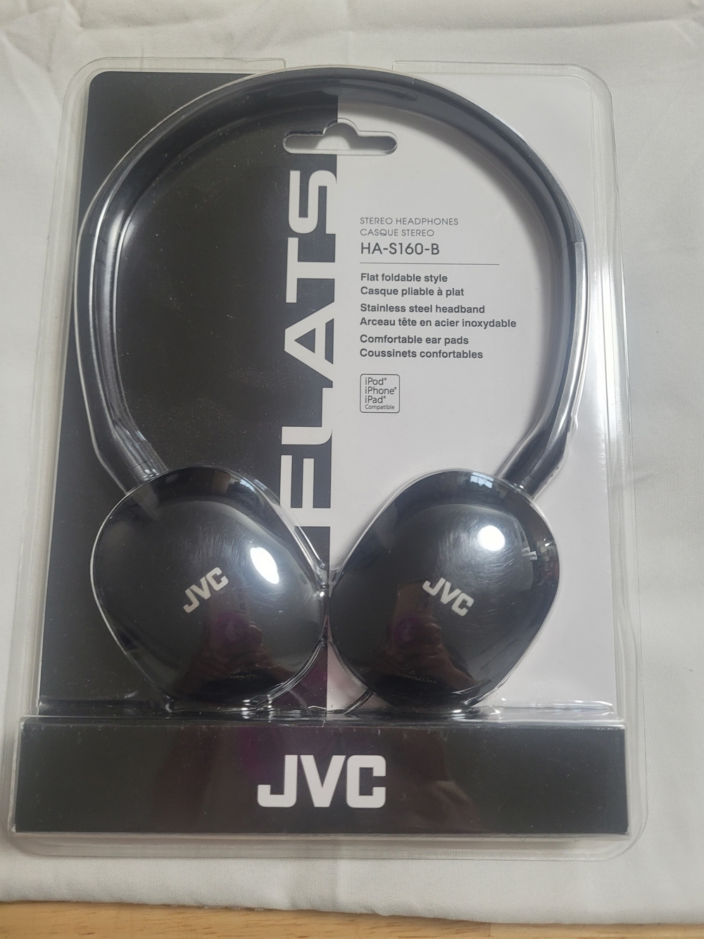 JVC HA-S160-B Foldable On-Ear Headphones - Black